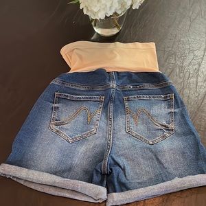 Blue indigo maternity denim jeans shorts size S